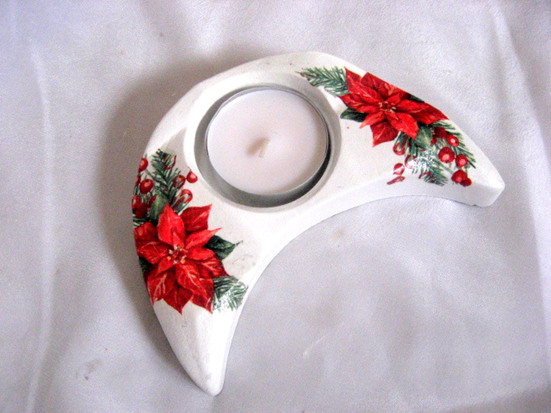 Suport lumanare cu floarea craciunului - crăciun - decorațiuni de crăciun de casă - lumânări parfumate de crăciun - Artynos.ro