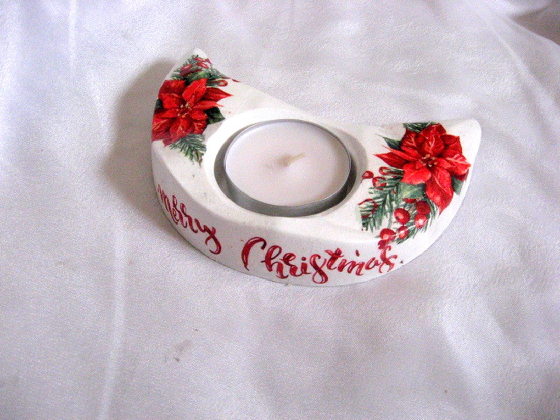 Suport lumanare cu floarea craciunului - crăciun - decorațiuni de crăciun de casă - lumânări parfumate de crăciun - Artynos.ro