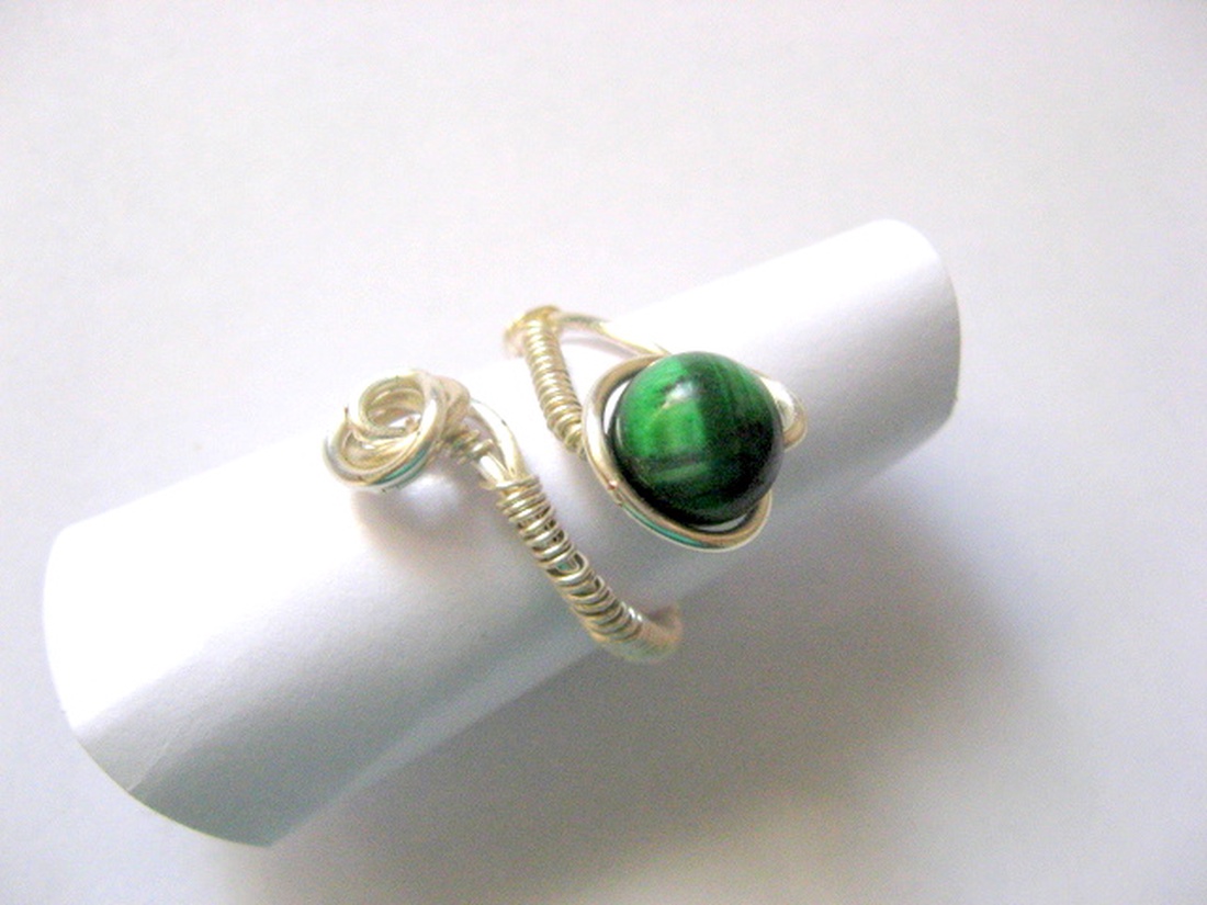 inel ochi de tigru verde 50681 - bijuterii - inele - inele cu pietre semiprețioase - Artynos.ro