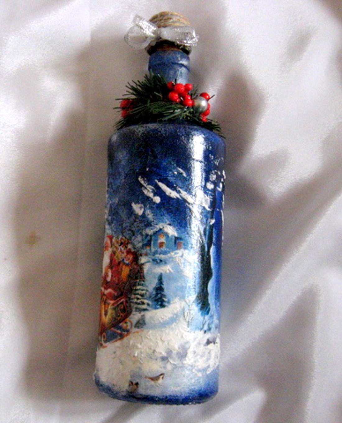 sticla decorata de craciun 50864 - crăciun - decorațiuni de crăciun de casă - decor pentru masă de crăciun - Artynos.ro