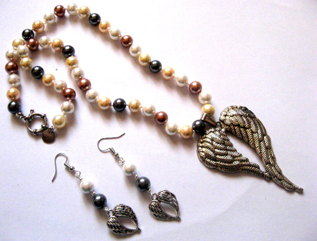 set colier si cercei cu perle mallorca 50940 - bijuterii - seturi de bijuterii - Artynos.ro