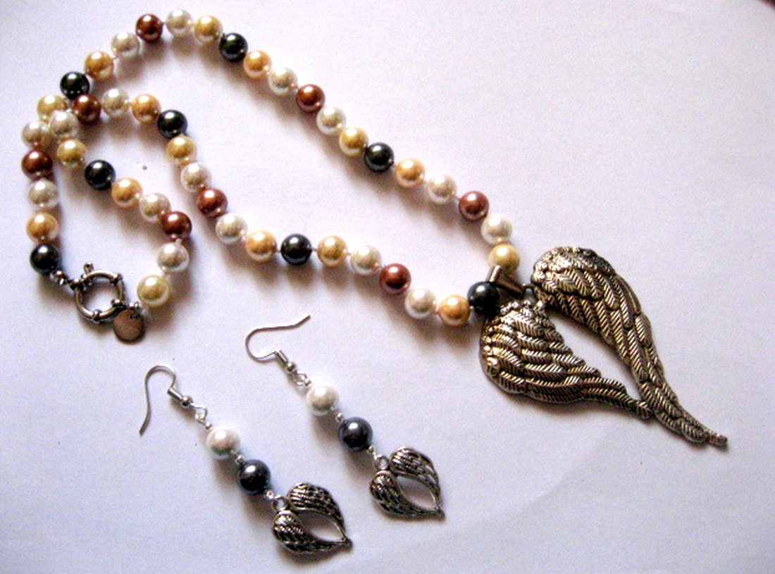 set colier si cercei cu perle mallorca 50940 - bijuterii - seturi de bijuterii - Artynos.ro