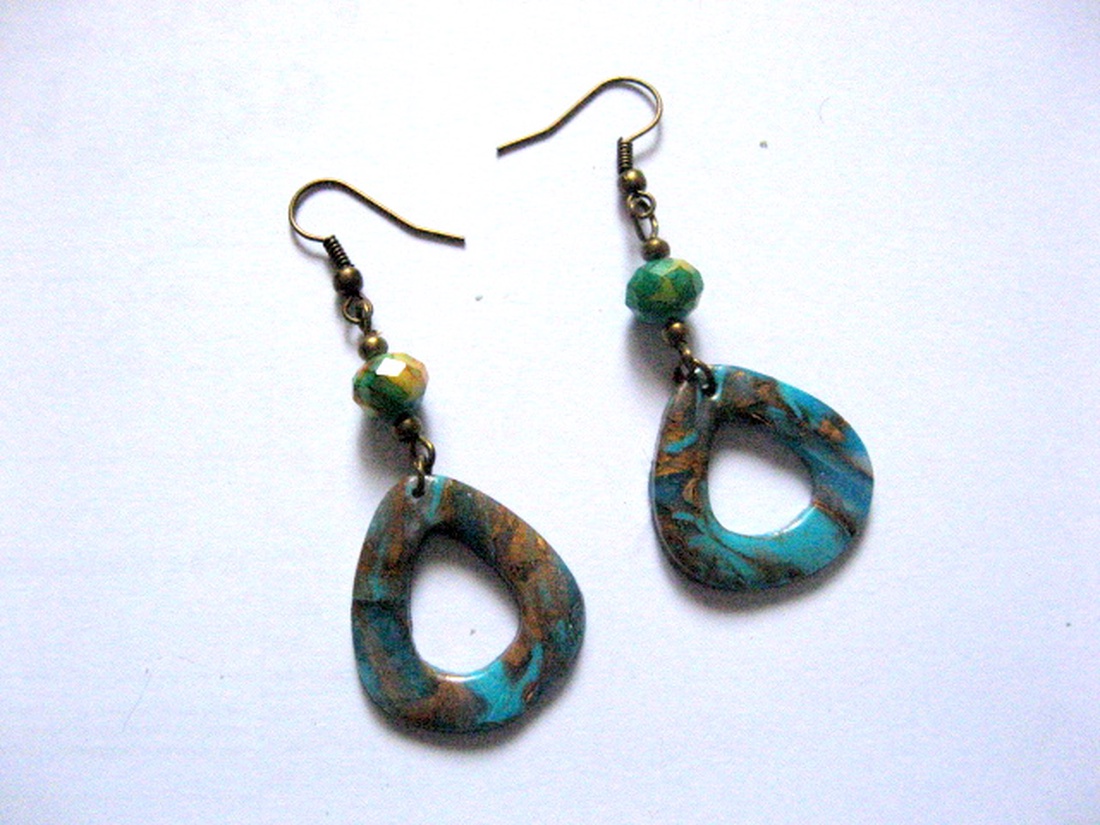 cercei fimo si cristale 50964 - bijuterii - cercei - cercei din mărgele - Artynos.ro