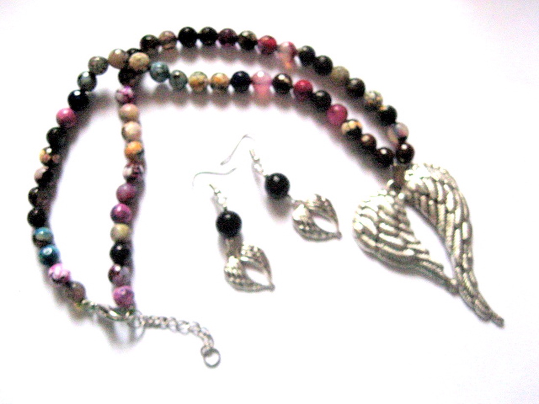 set bijuterii ,cu agate multicolore fatetate 50956 - bijuterii - seturi de bijuterii - Artynos.ro