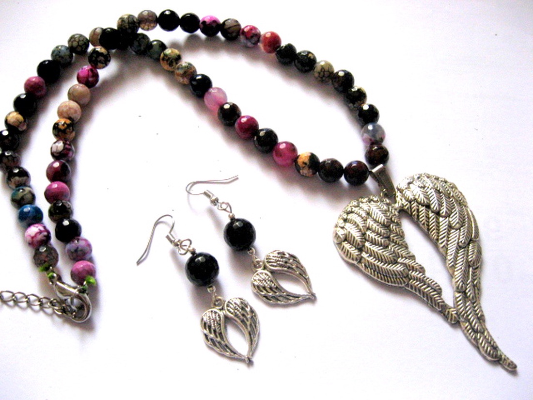 set bijuterii ,cu agate multicolore fatetate 51060 - bijuterii - seturi de bijuterii - Artynos.ro