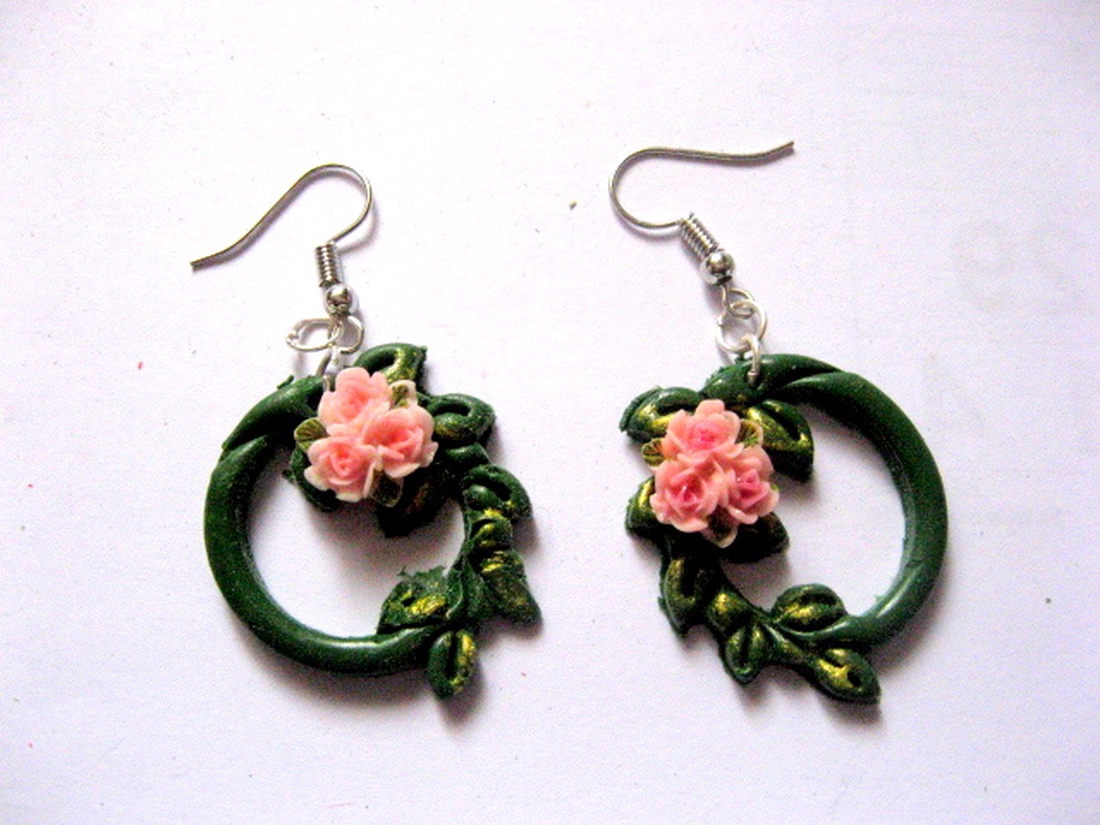 cercei fimo si flori din rasina 51240 - bijuterii - cercei - cercei lungi - Artynos.ro
