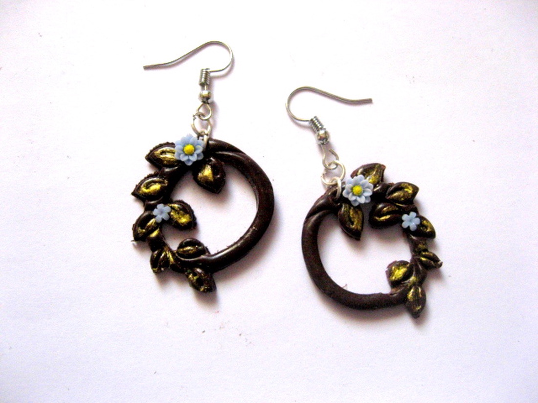 cercei fimo si flori din rasina 51273 - bijuterii - cercei - cercei lungi - Artynos.ro