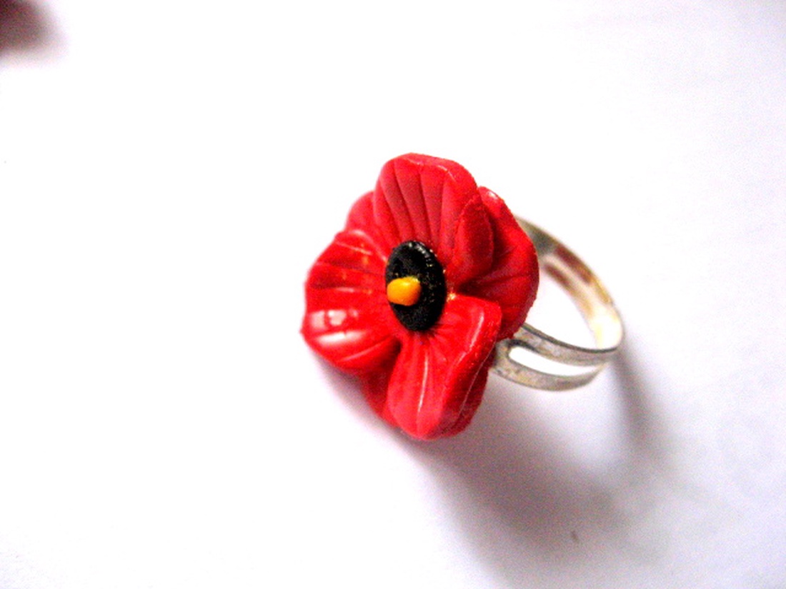  inel reglabil cu mac 51165 - bijuterii - inele - inele cu figurine - Artynos.ro