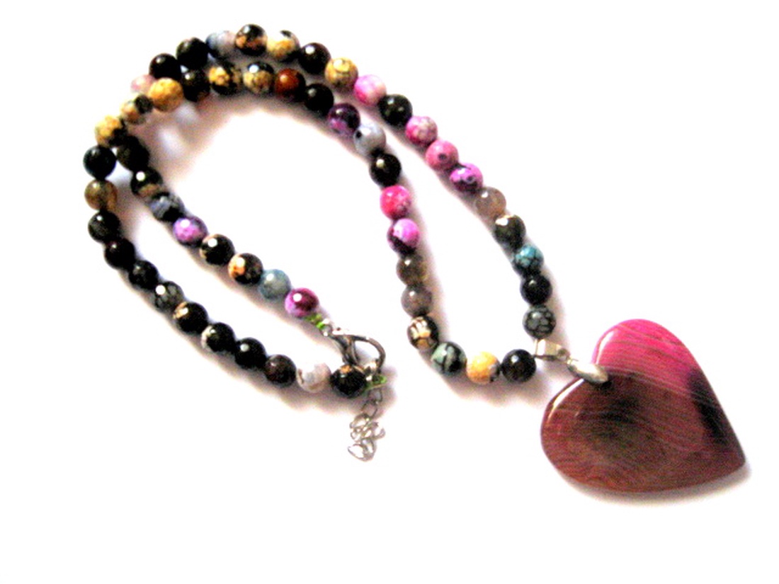 colier cu agate multicolore fatetate 51349 110 LEI - bijuterii - coliere - coliere din pietre semiprețioase - Artynos.ro