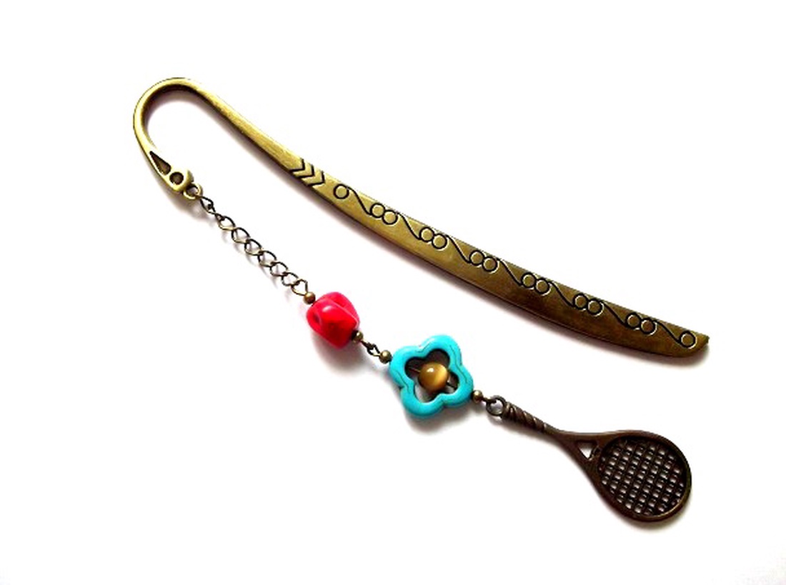 semn de carte cu turcoaz ,howlite rosu si ochi de pisica 46014 - cărți și creații cu tematică muzicală, cadouri - semn de carte - Artynos.ro