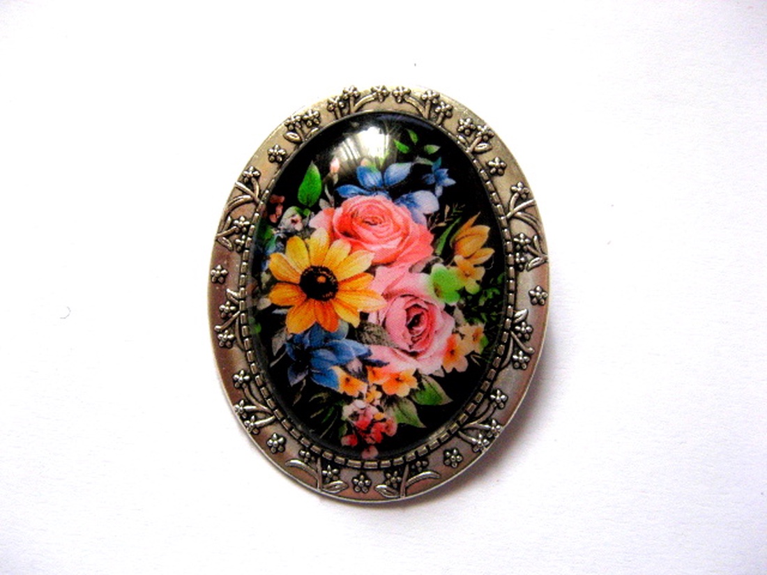 brose sticla cu  flori 51639 - bijuterii - broșe - Artynos.ro