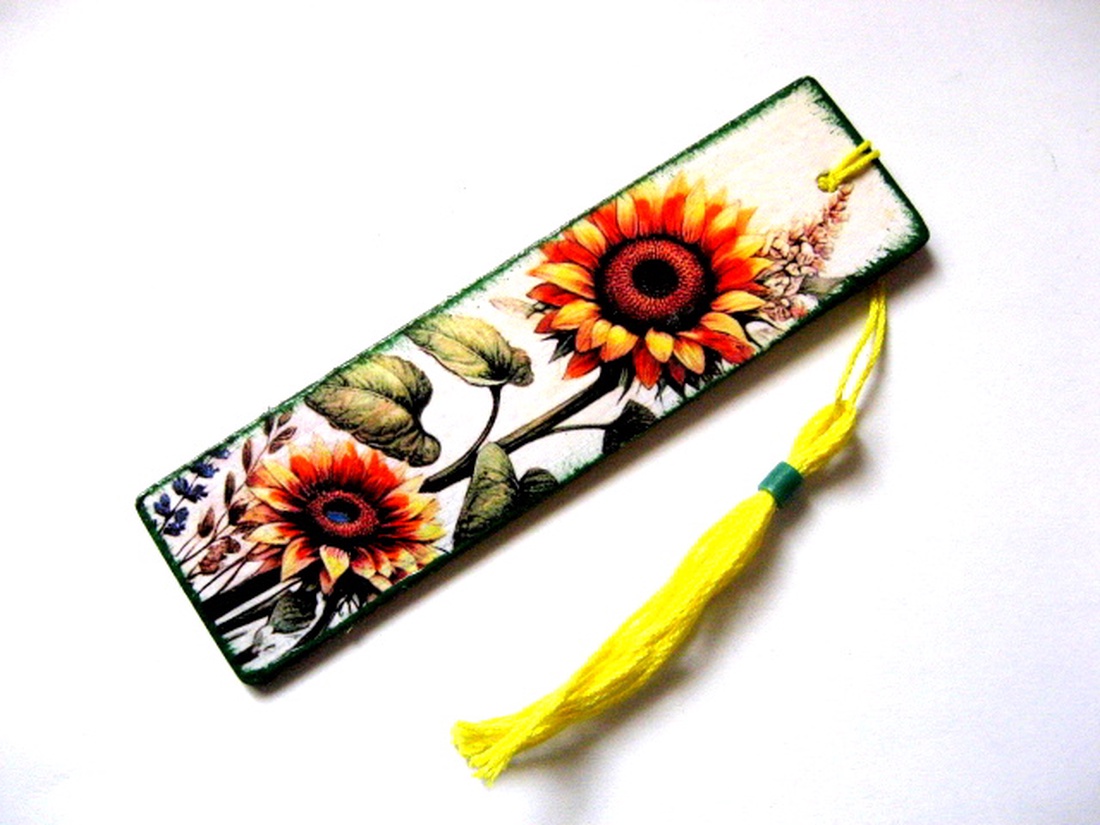 semn de carte cu floarea soarelui 51795 - cărți și creații cu tematică muzicală, cadouri - semn de carte - Artynos.ro