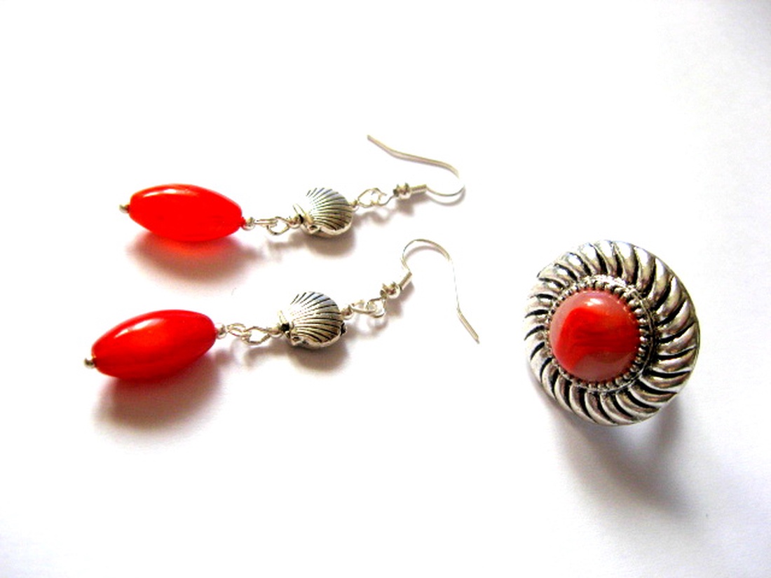 Set inel si cercei cu agate 51845 - bijuterii - seturi de bijuterii - Artynos.ro