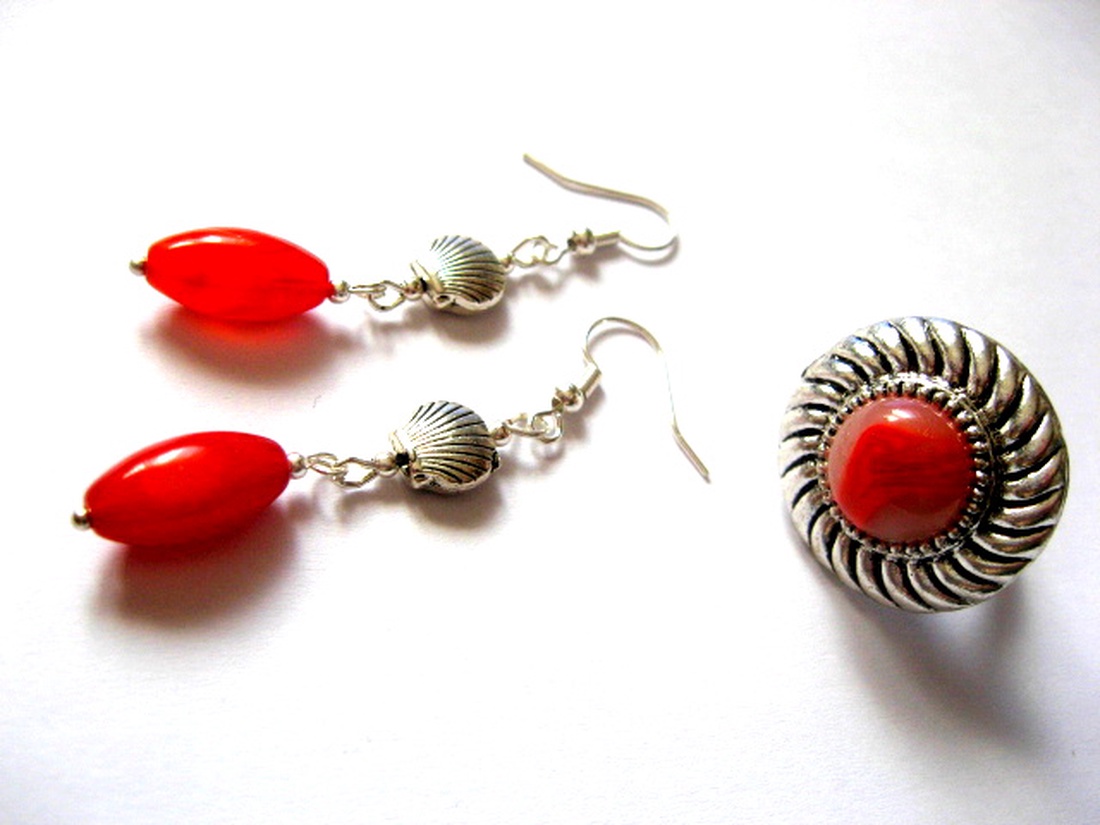 Set inel si cercei cu agate 51845 - bijuterii - seturi de bijuterii - Artynos.ro