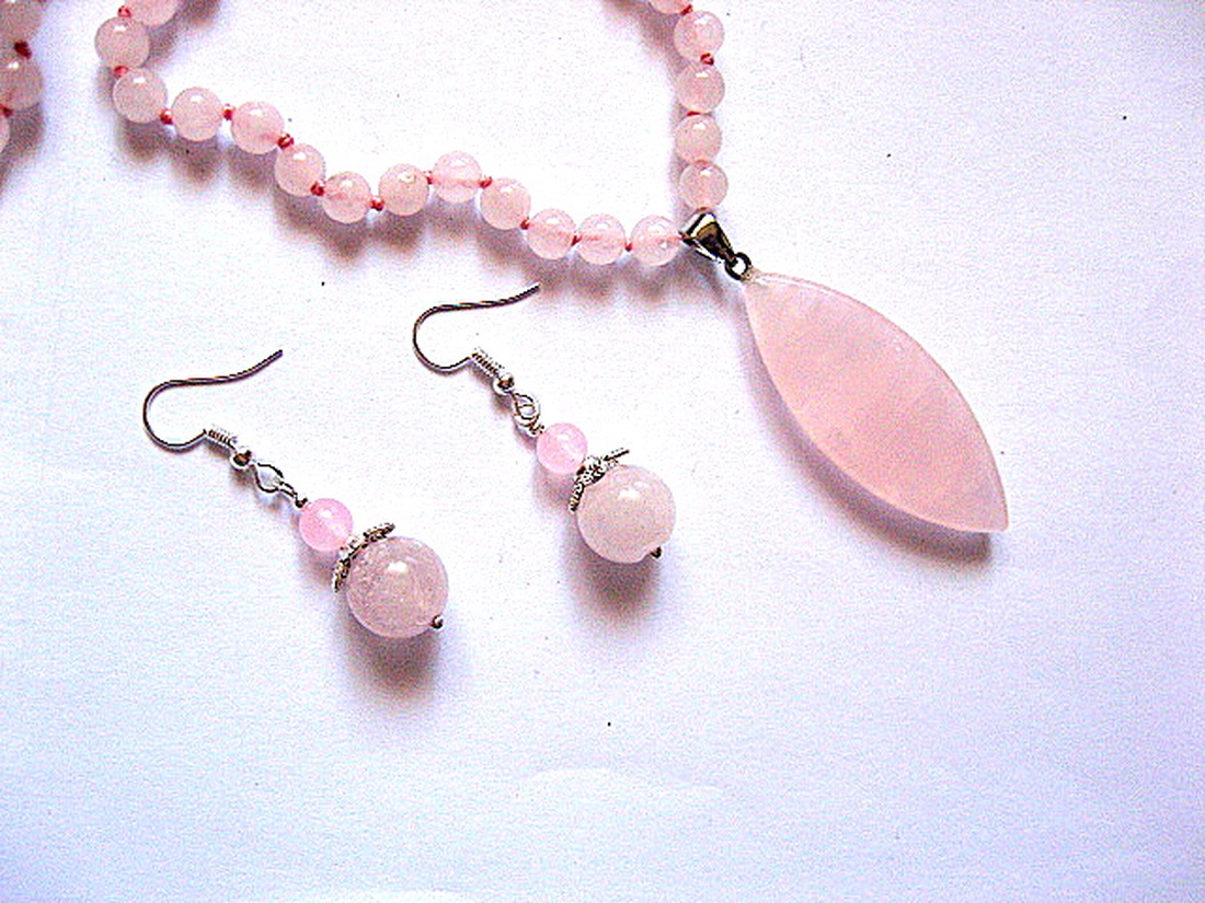 Set bijuterii cu cuart roz 51914 - bijuterii - seturi de bijuterii - Artynos.ro
