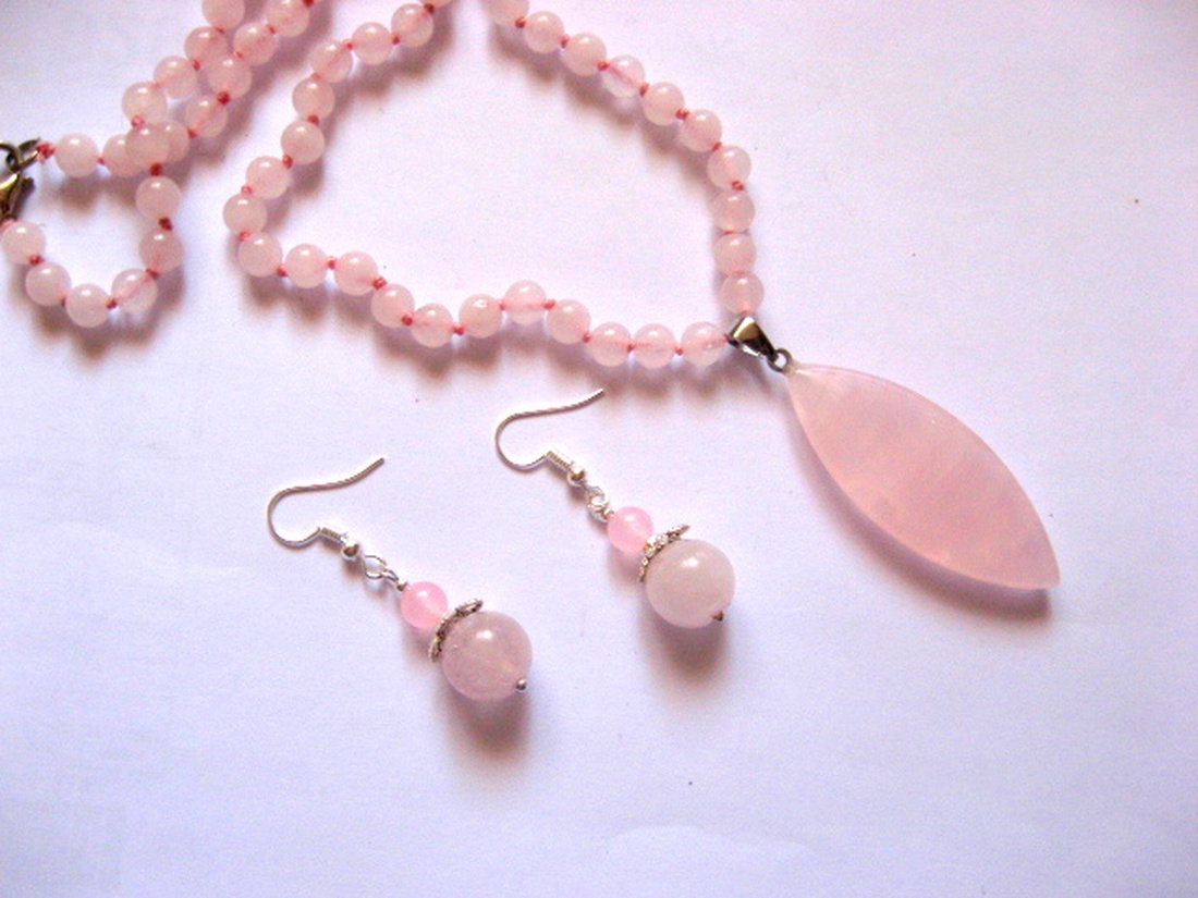 Set bijuterii cu cuart roz 51914 - bijuterii - seturi de bijuterii - Artynos.ro