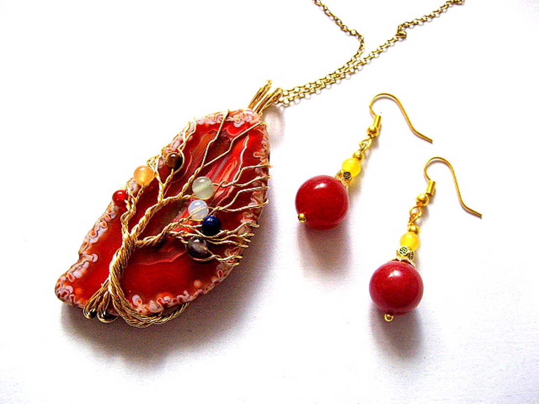 Set bijuterii cu agate 51927 - bijuterii - seturi de bijuterii - Artynos.ro