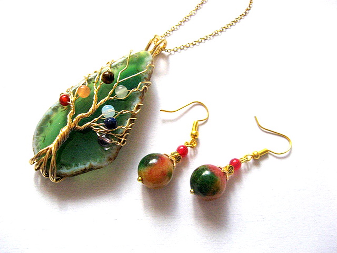 Set bijuterii cu agate 51928 - bijuterii - seturi de bijuterii - Artynos.ro