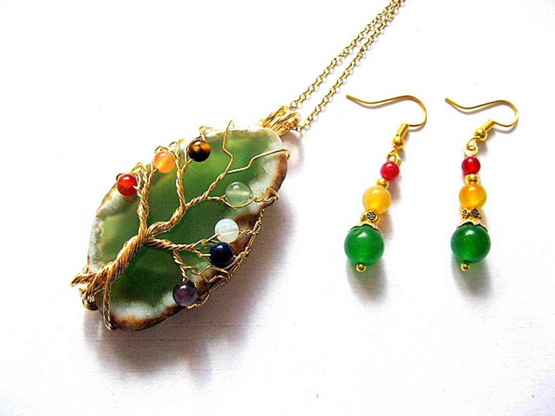 Set bijuterii cu agate 51929 - bijuterii - seturi de bijuterii - Artynos.ro