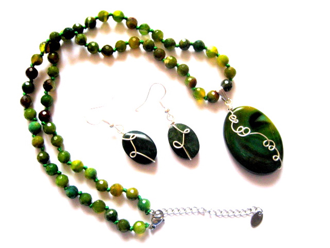 Set bijuterii cu agate 51950 - bijuterii - seturi de bijuterii - Artynos.ro
