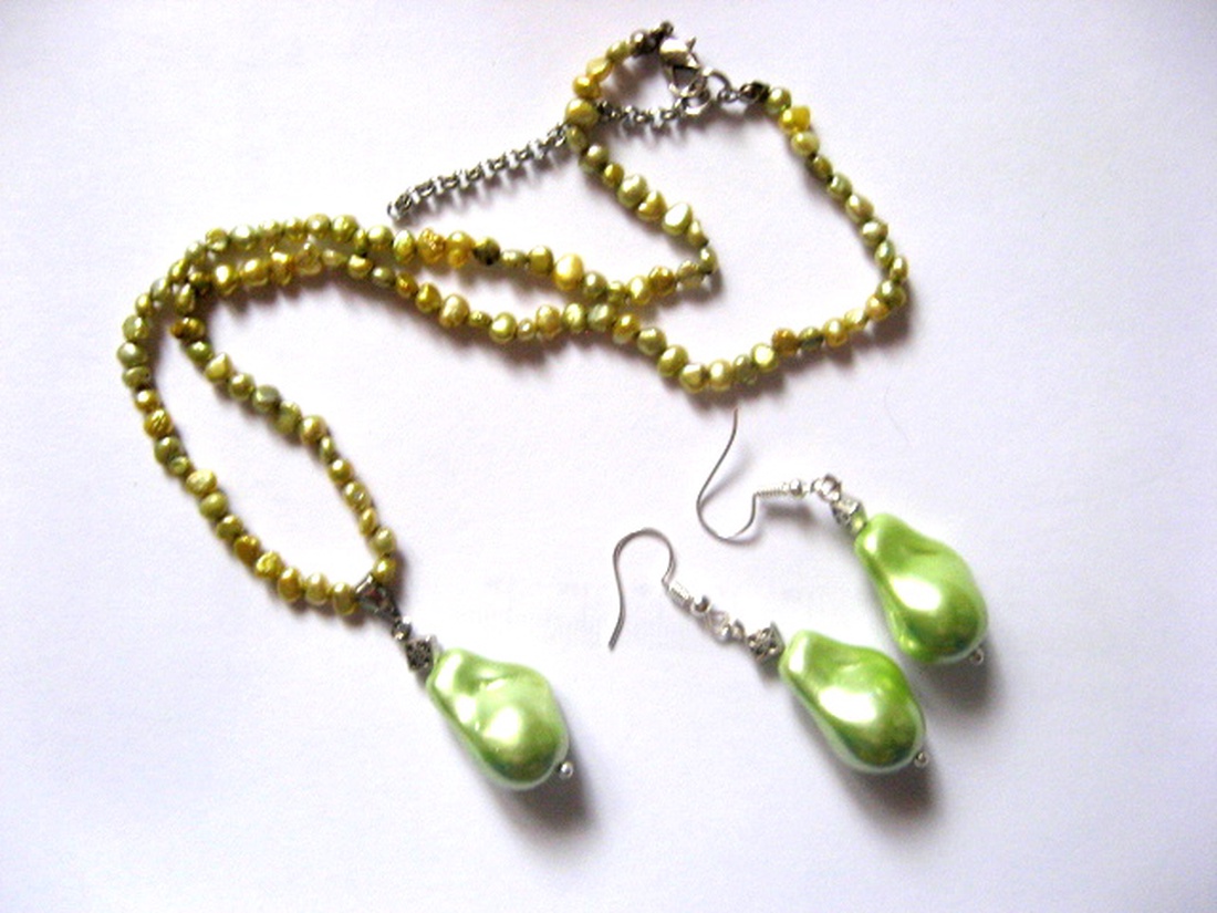 set bijuterii  cu perle mallorca si  perle de cultura 52043 - bijuterii - seturi de bijuterii - Artynos.ro