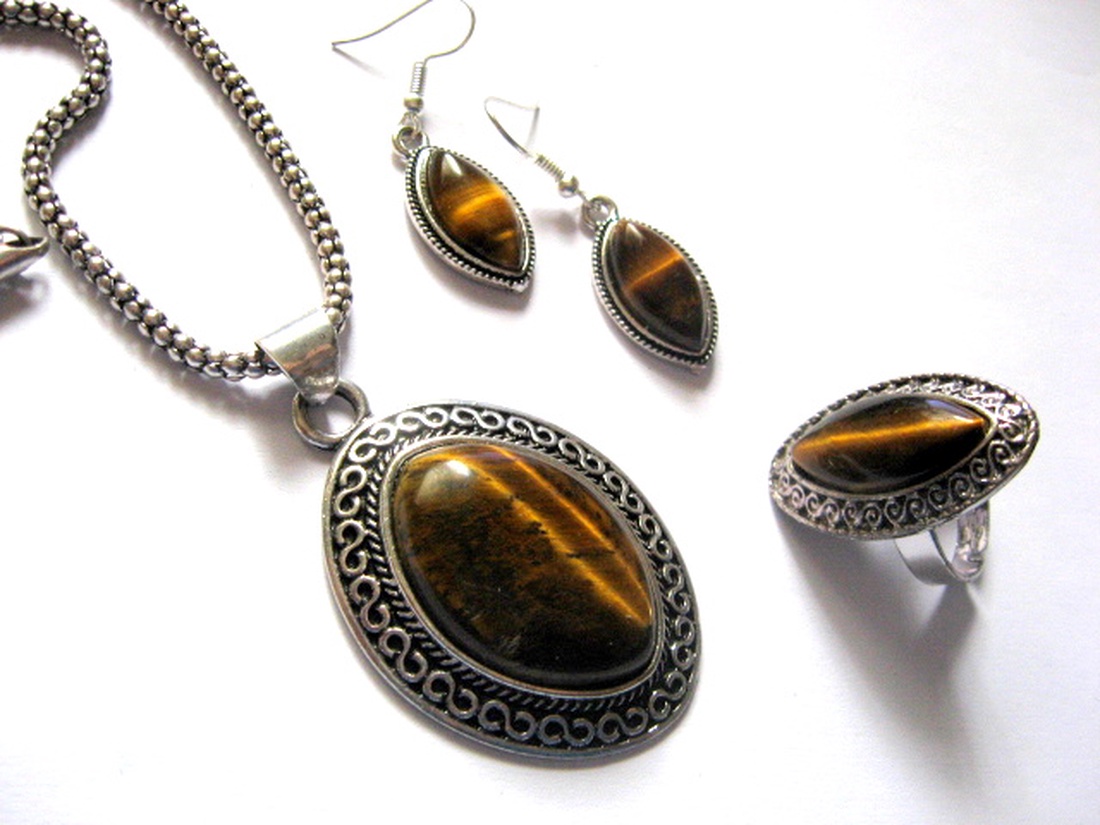 set bijuterii  cu ochi de tigru 52444 - bijuterii - seturi de bijuterii - Artynos.ro
