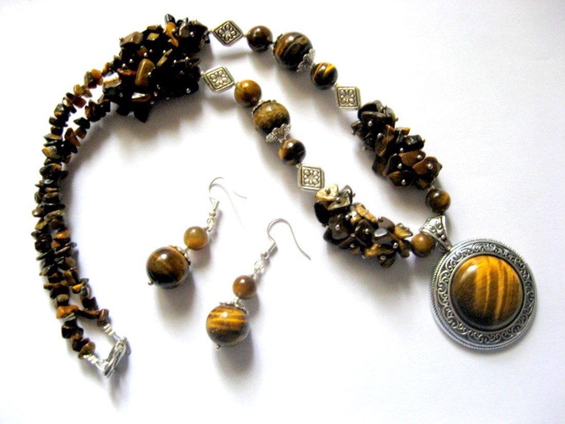 set bijuterii cu ochi de tigru 52438 - bijuterii - seturi de bijuterii - Artynos.ro