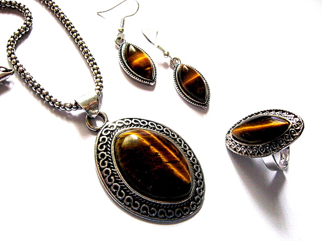 set bijuterii  cu ochi de tigru 52444 - bijuterii - seturi de bijuterii - Artynos.ro