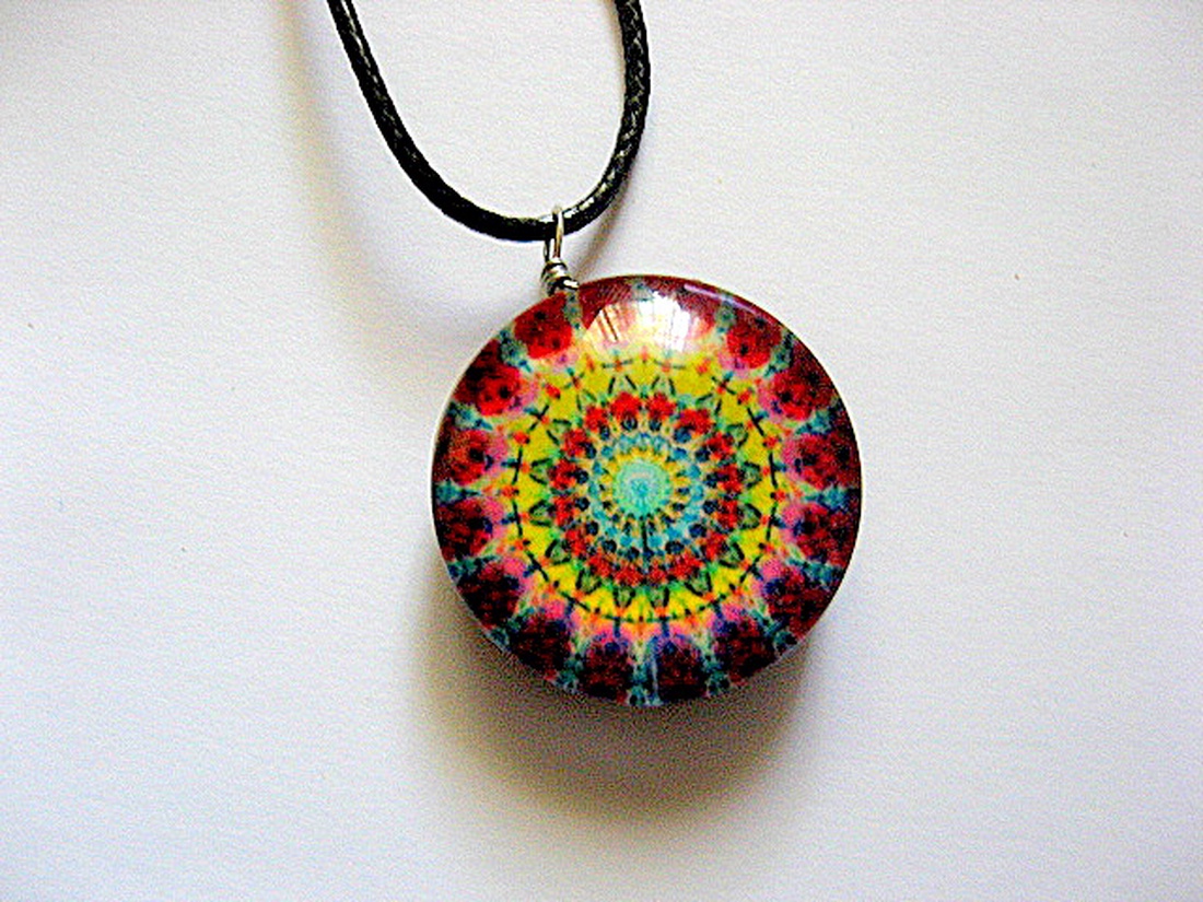 colier mandala din sticla 52469 - bijuterii - coliere - coliere cu pandative - Artynos.ro
