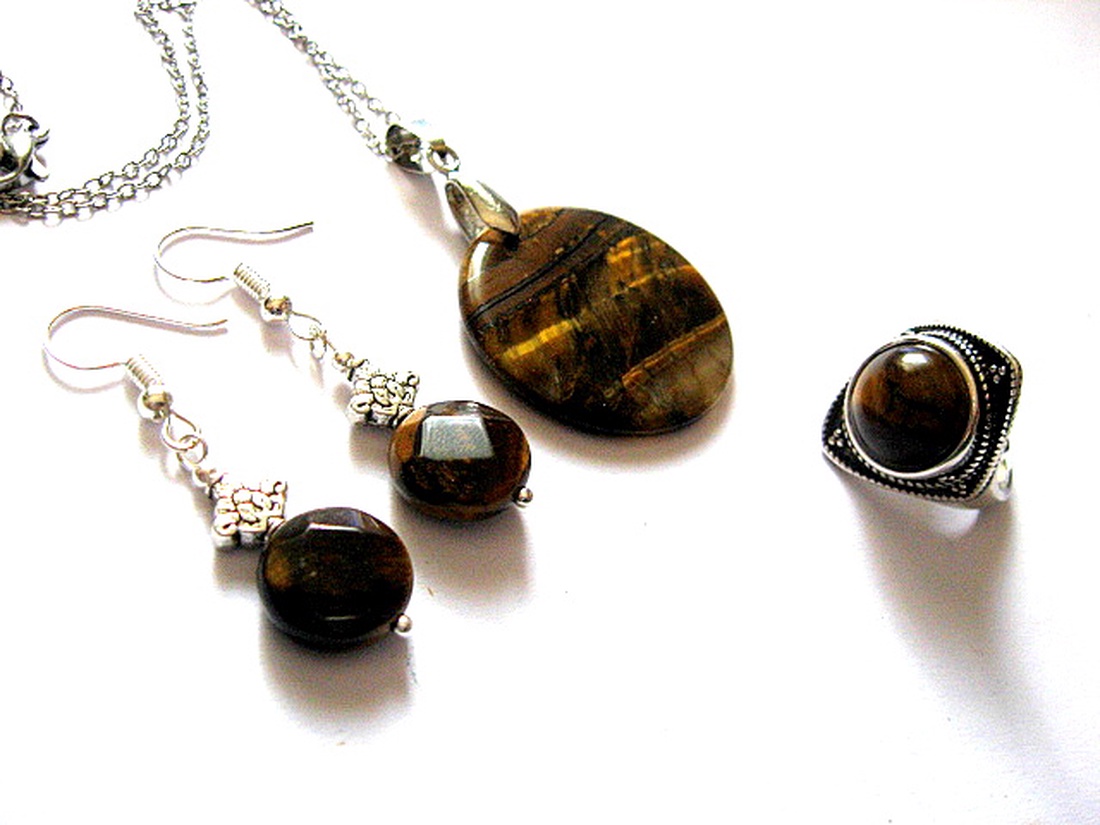 set bijuterii cu ochi de tigru 52569 - bijuterii - seturi de bijuterii - Artynos.ro