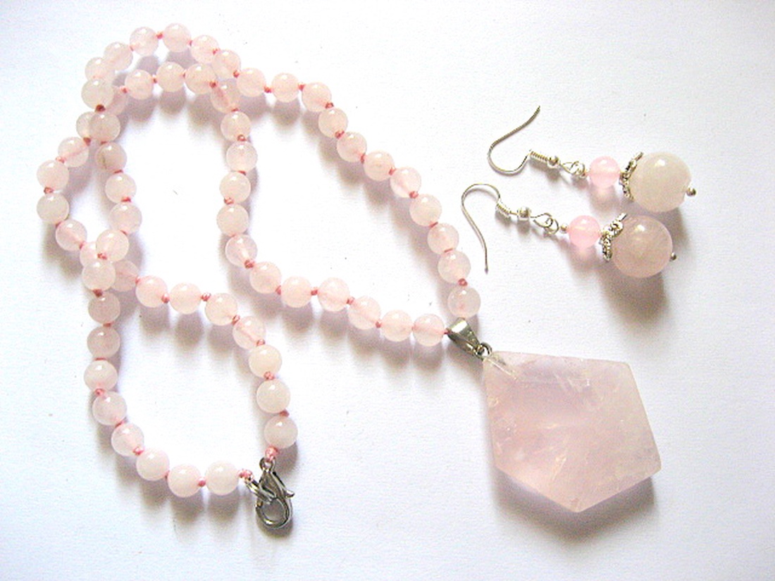 set bijuterii cu cuart roz 52555 - bijuterii - seturi de bijuterii - Artynos.ro