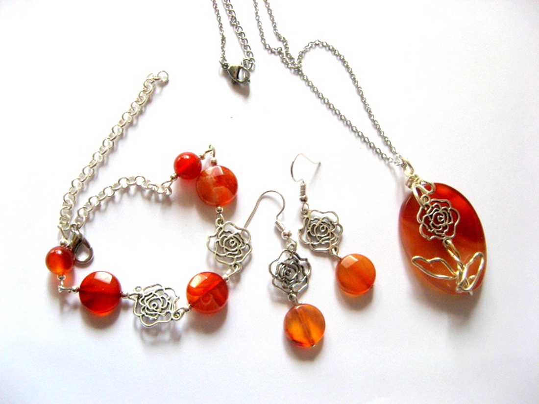 set bijuterii cu agate 52656 - bijuterii - seturi de bijuterii - Artynos.ro