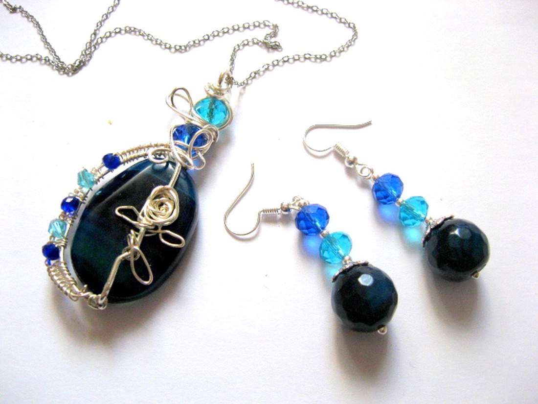 set bijuterii cu agate 52756 - bijuterii - seturi de bijuterii - Artynos.ro