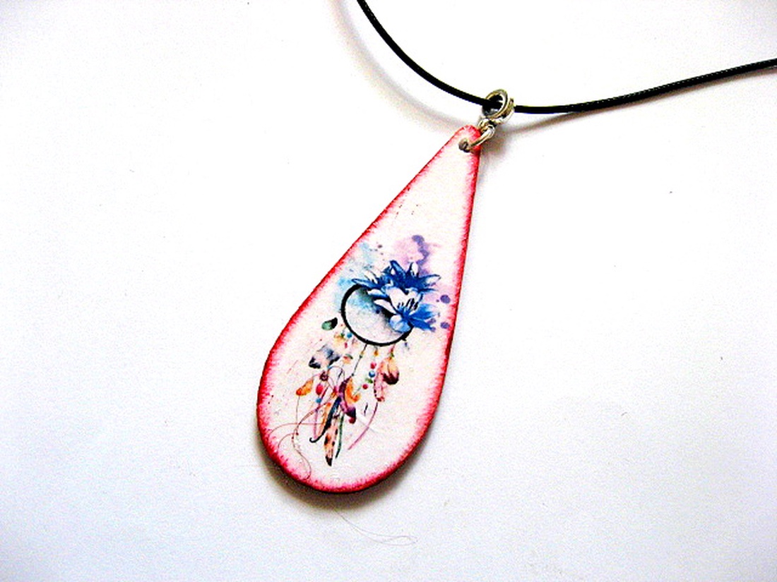 Colier lemn cu Dreamcatcher 52831 - bijuterii - coliere - coliere cu pandative - Artynos.ro