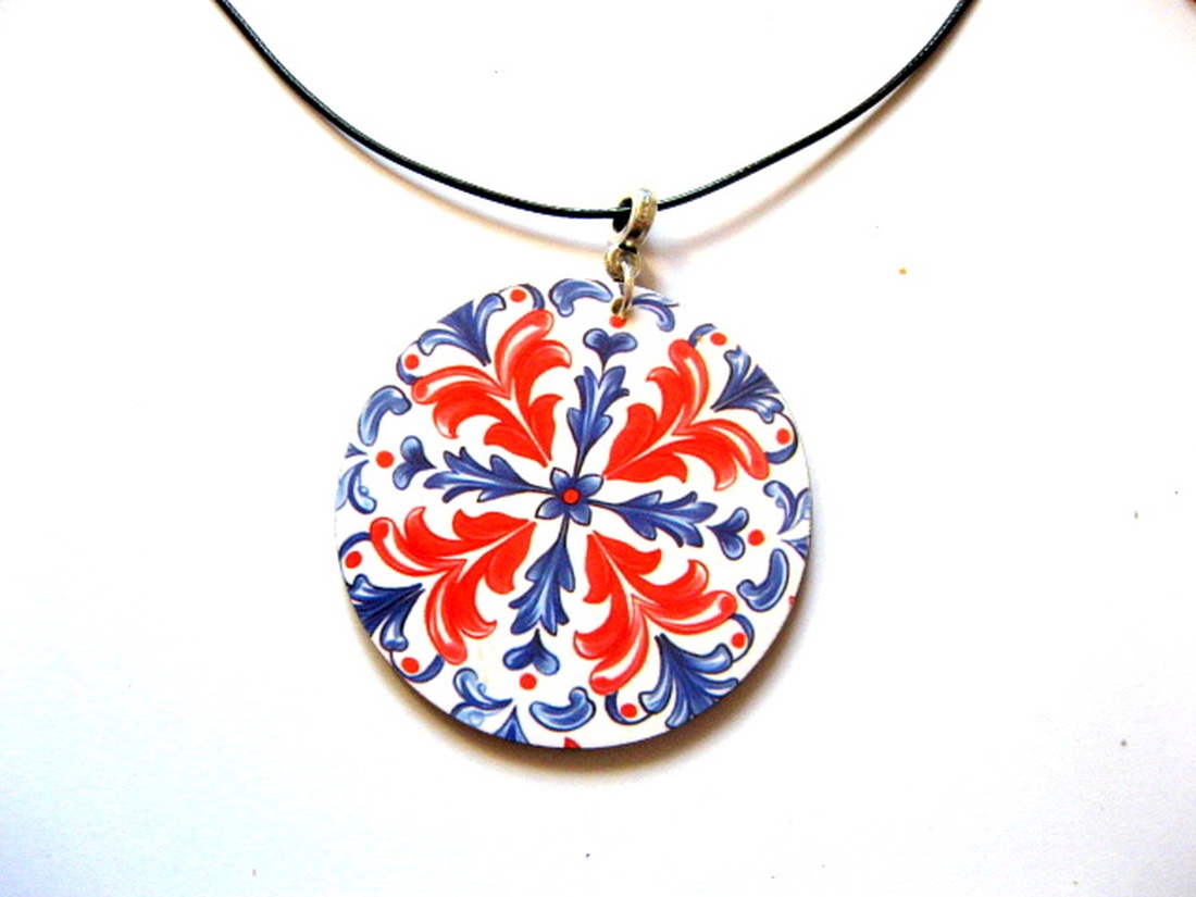 Colier lemn cu mandala 52844 - bijuterii - coliere - coliere cu pandative - Artynos.ro