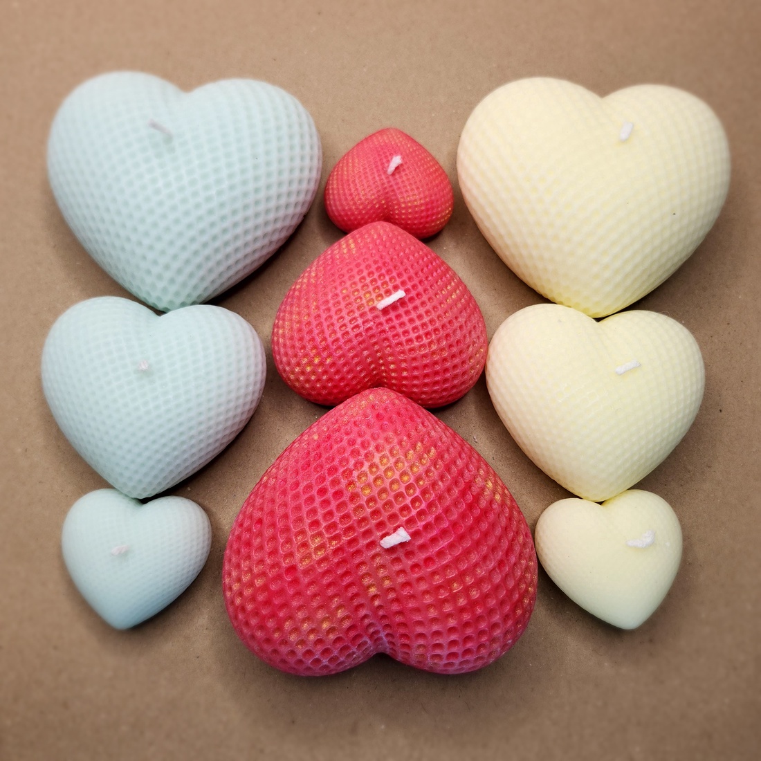 Valentine's Day: Set Exclusiv 3 Lumânări Inimi - casă & stil de viață - lumânări, parfumuri, arome - felinar cu lumânare - Artynos.ro