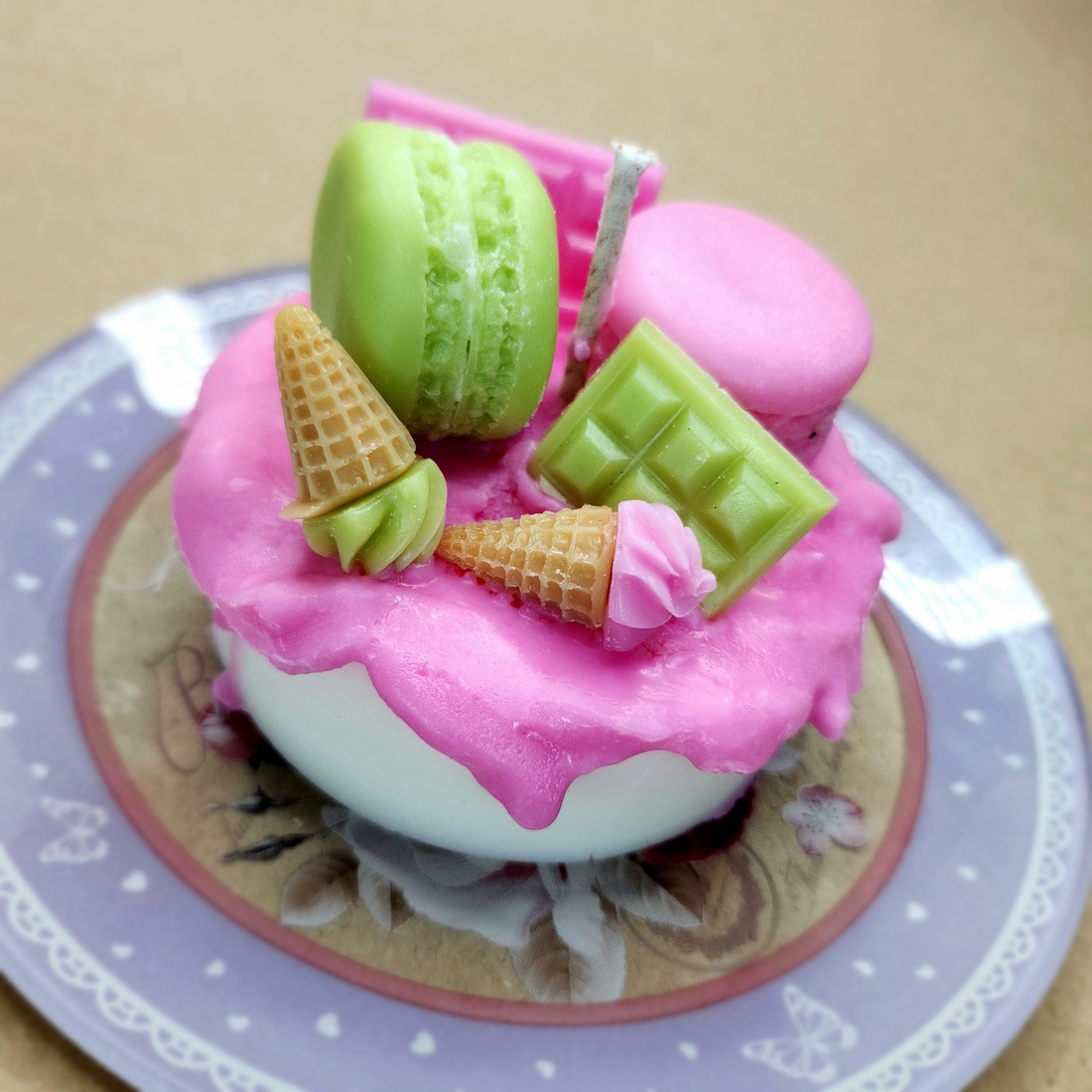 Lumanare Gourmet Sweet Trio Macarons Ice Cream Chocolate - casă & stil de viață - lumânări, parfumuri, arome - lumânări artizanale - Artynos.ro