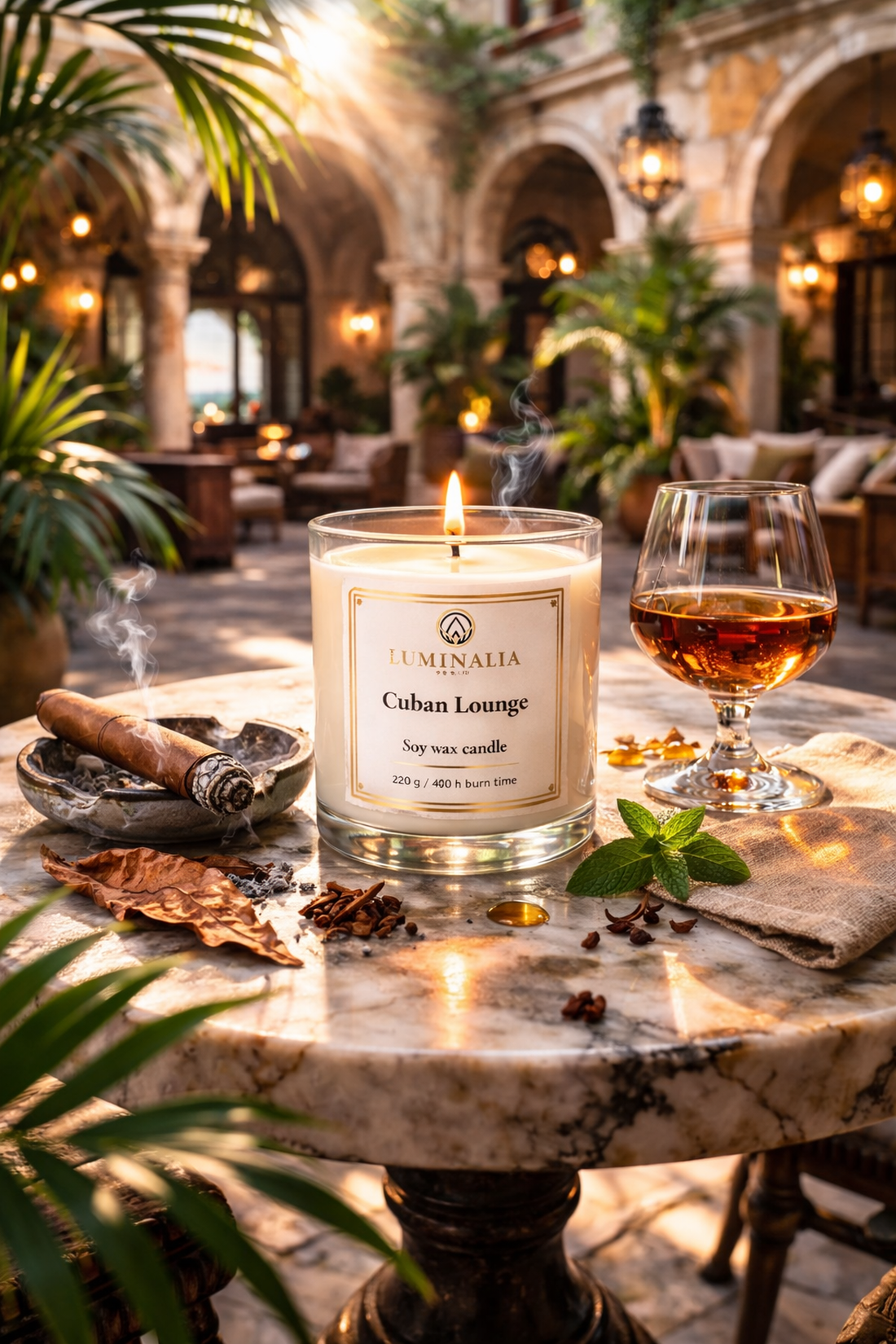 Lumanare 220g Cuban Lounge  - casă & stil de viață - lumânări, parfumuri, arome - felinar cu lumânare - Artynos.ro
