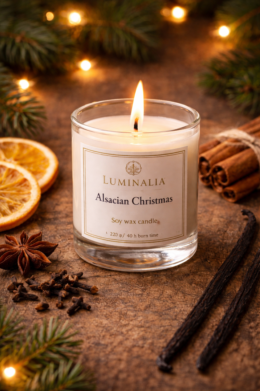 Lumanare 220g Alsacian Christmas  - casă & stil de viață - lumânări, parfumuri, arome - felinar cu lumânare - Artynos.ro