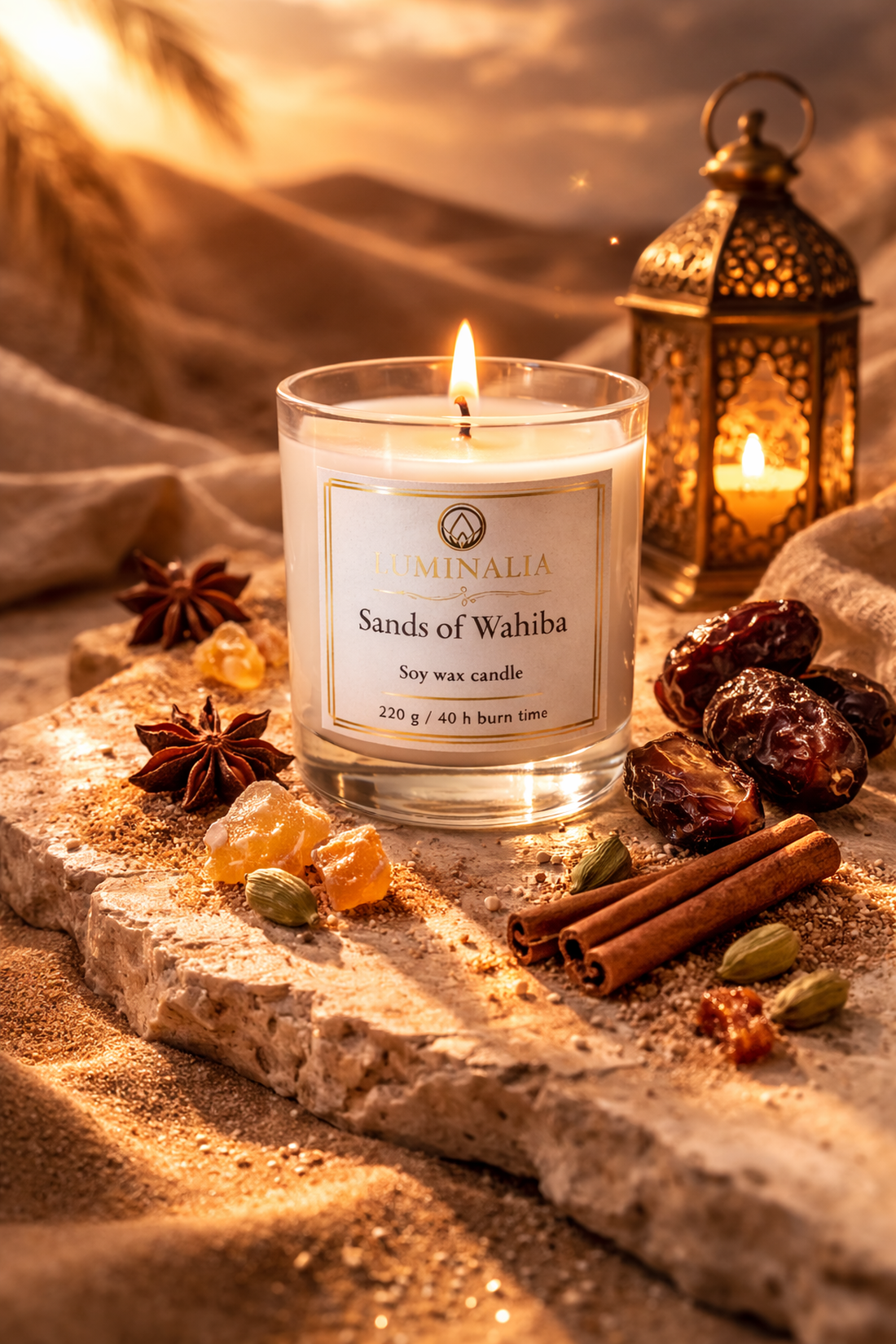 Lumanare 220g Sands of Wahiba  - casă & stil de viață - lumânări, parfumuri, arome - felinar cu lumânare - Artynos.ro