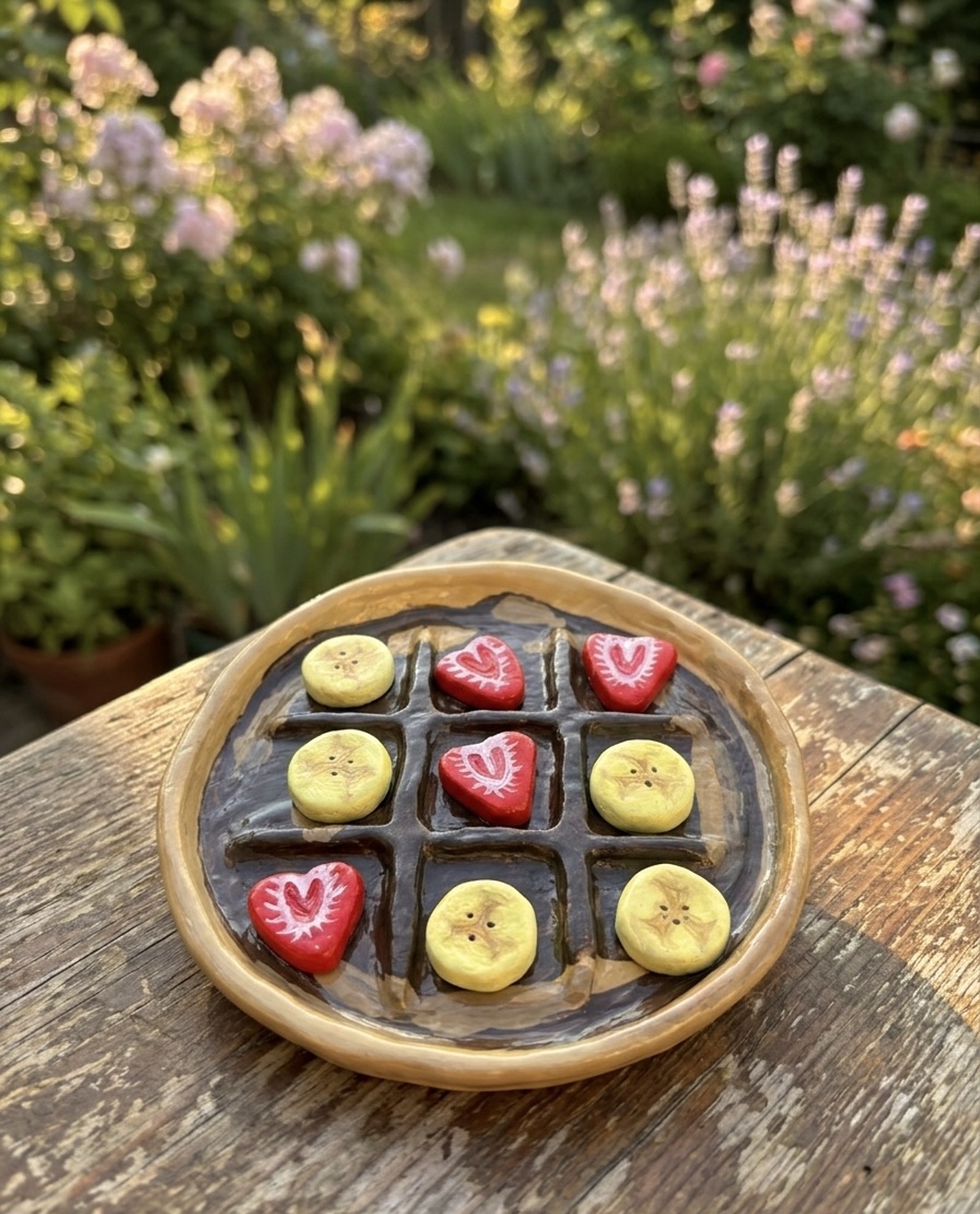 Obiect decorativ din lut, model Clătită cu Nutella � Joc interactiv X și O (Handmade) - casă & stil de viață - decorațiuni de casă - decorațiuni de masă și rafturi - decorațiuni de masă - Artynos.ro