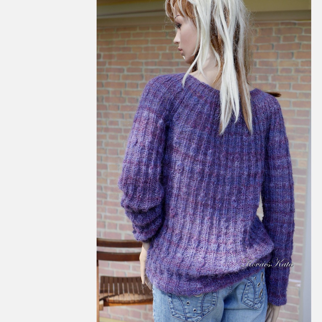 LONCI - pulover exclusiv tricotat manual din mohair / violet - îmbrăcăminte și modă - haine damă - hanorace, cardigane - Artynos.ro