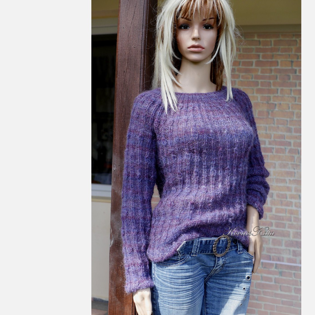 LONCI - pulover exclusiv tricotat manual din mohair / violet - îmbrăcăminte și modă - haine damă - hanorace, cardigane - Artynos.ro