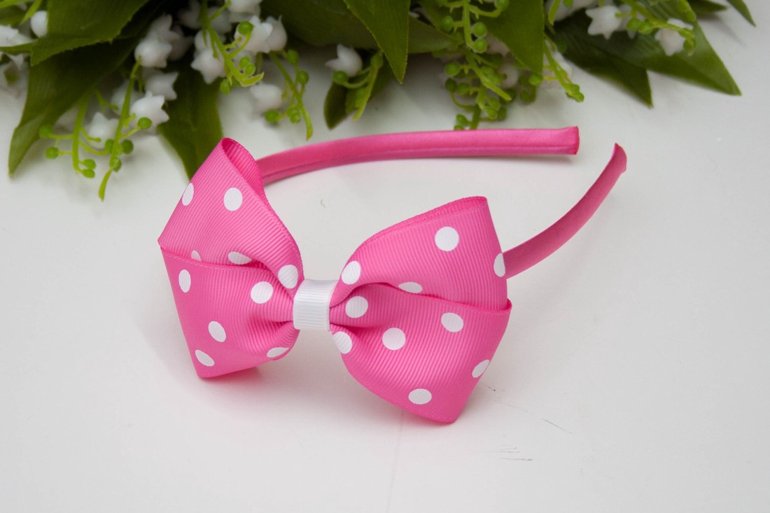 Masnis bentiță de păr cravată de păr - Pink polka dots -  - Artynos.ro