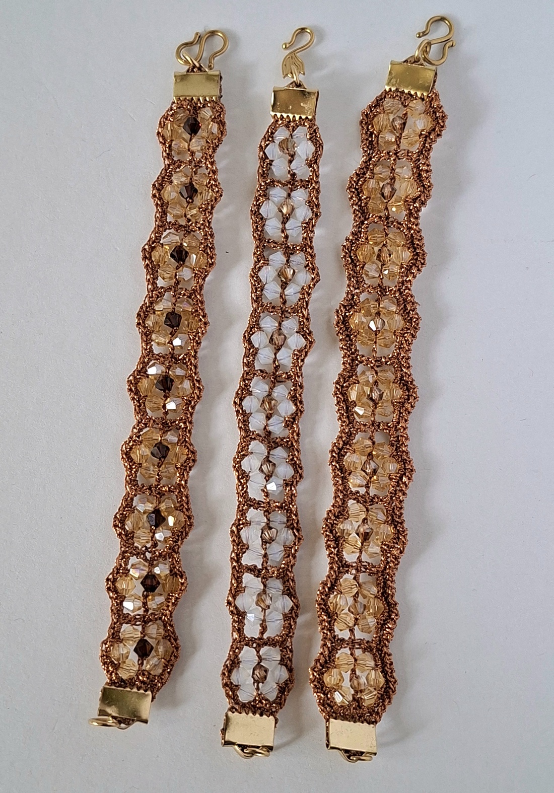 Bratari Crosetate Manual cu Cristale - Colectia Lumina Cooper - Bijuterie Handmade - bijuterii - brățări - brățări împletite - Artynos.ro