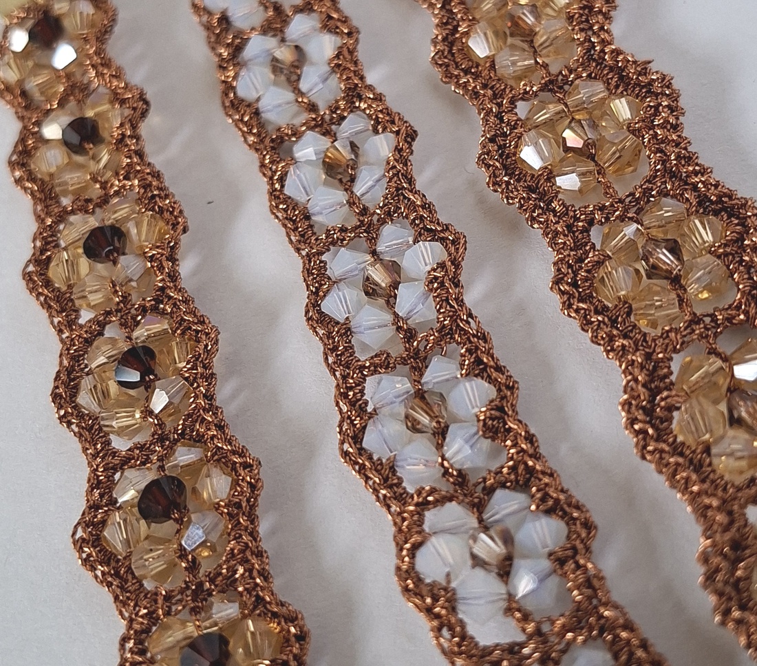 Bratari Crosetate Manual cu Cristale - Colectia Lumina Cooper - Bijuterie Handmade - bijuterii - brățări - brățări împletite - Artynos.ro