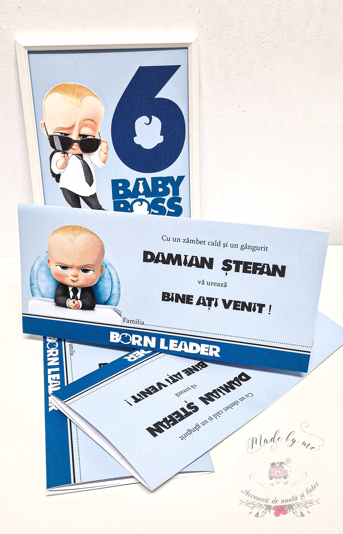 Plic de bani Baby Boss botez - accesorii nuntă - amintiri și cadouri de nuntă - cadou nuntă - plic de bani, card - Artynos.ro