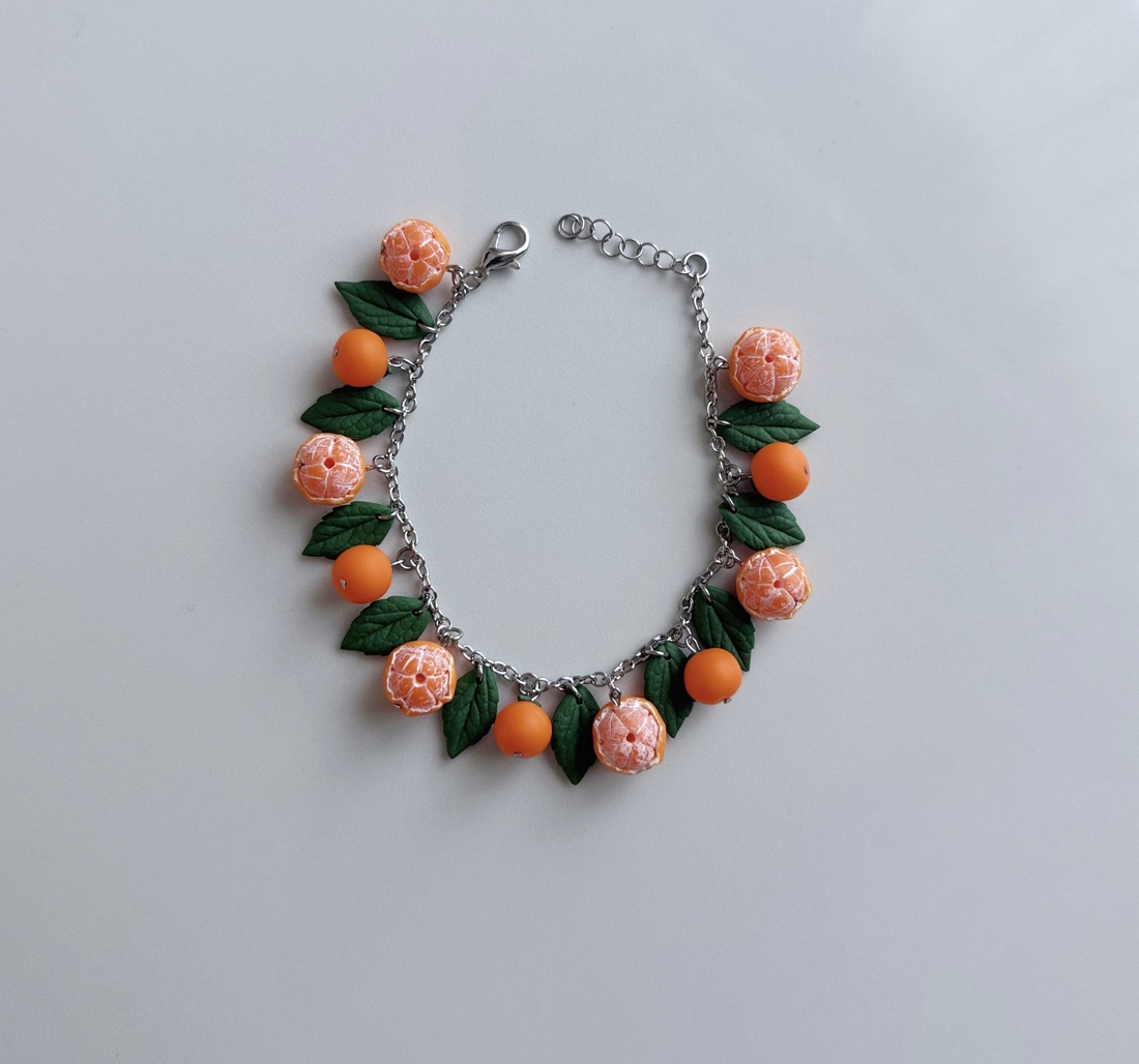 Brățară cu portocale - bijuterii - brățări - brățări din mărgele - Artynos.ro