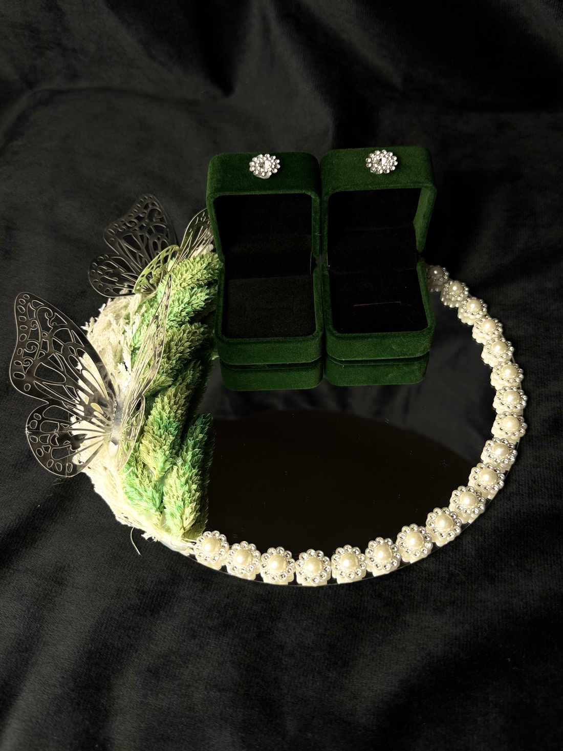 Oglindă Verighete  - accesorii nuntă - accesorii de nuntă - suport verighete și perne pentru inele - Artynos.ro