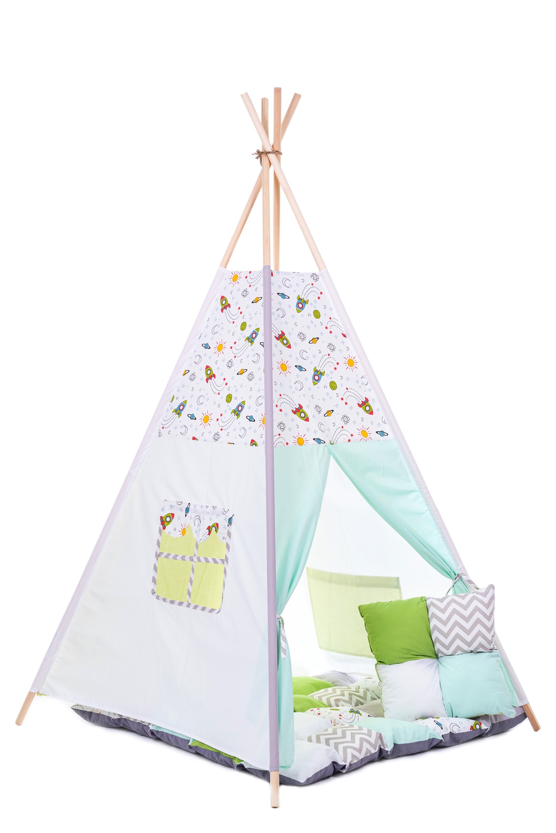Cort TeePee Rachete - jucării și echipamente pentru copii - corturi, căsuțe de copii - Artynos.ro